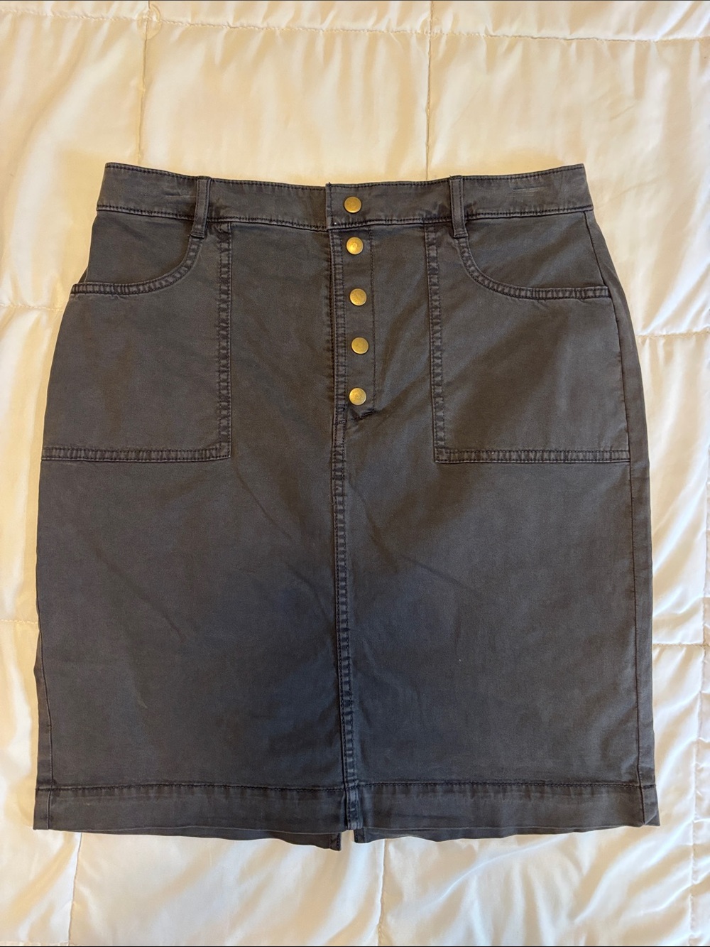 Banana Republic Charcoal Button-Front Pencil Skirt